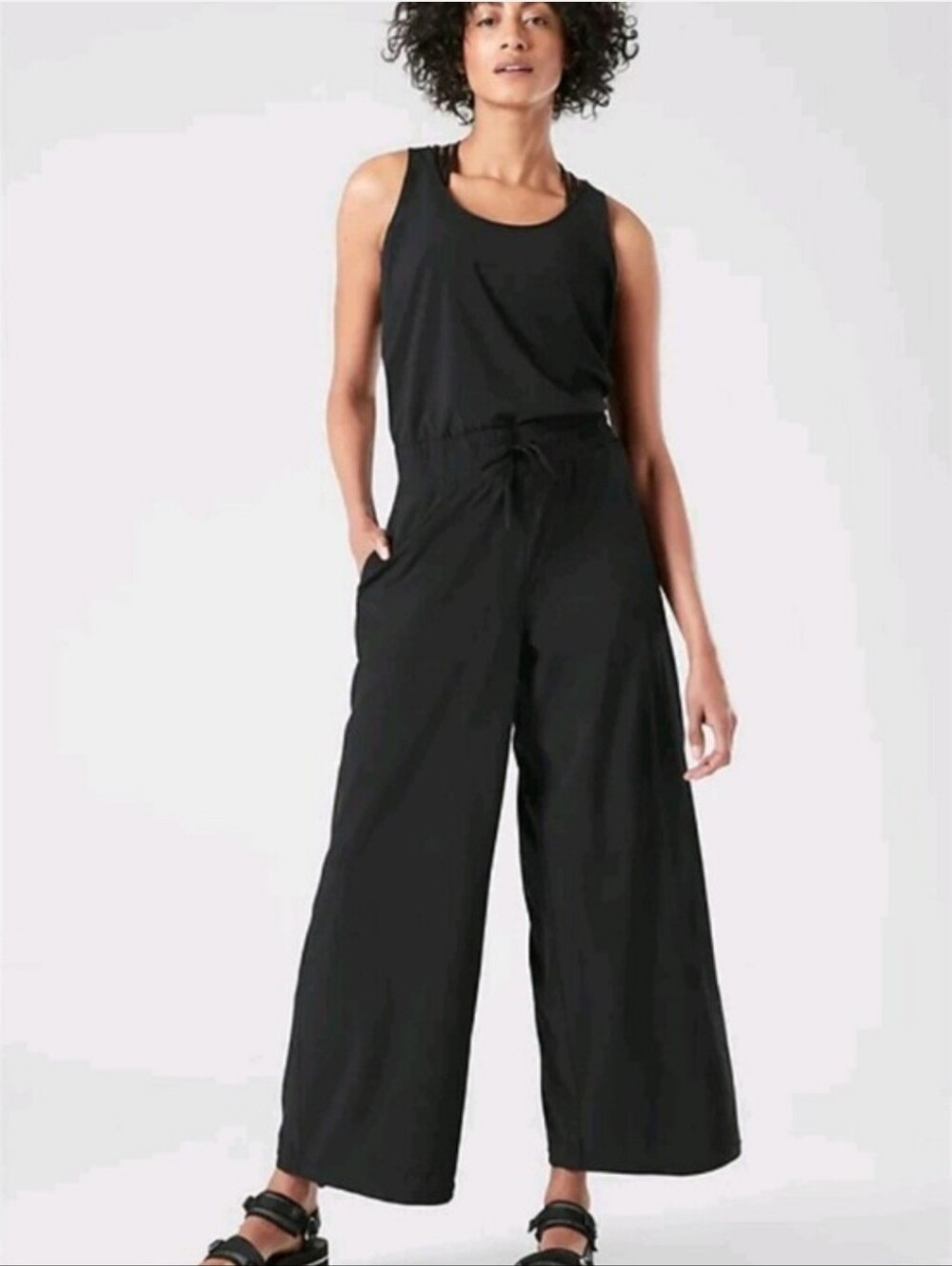 Athleta Revive Jumpsuit Wide Leg Black Size 14